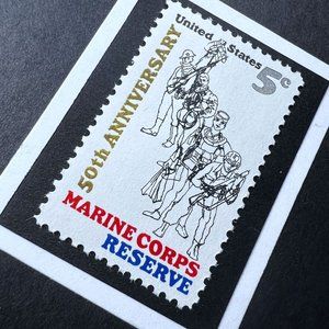 Marine Corps Framed Postage Stamp Art 4x4 USA #1315